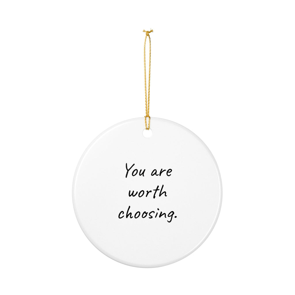 Choose You Floral Illustration Ornament | Ceramic Round Holiday Decoration