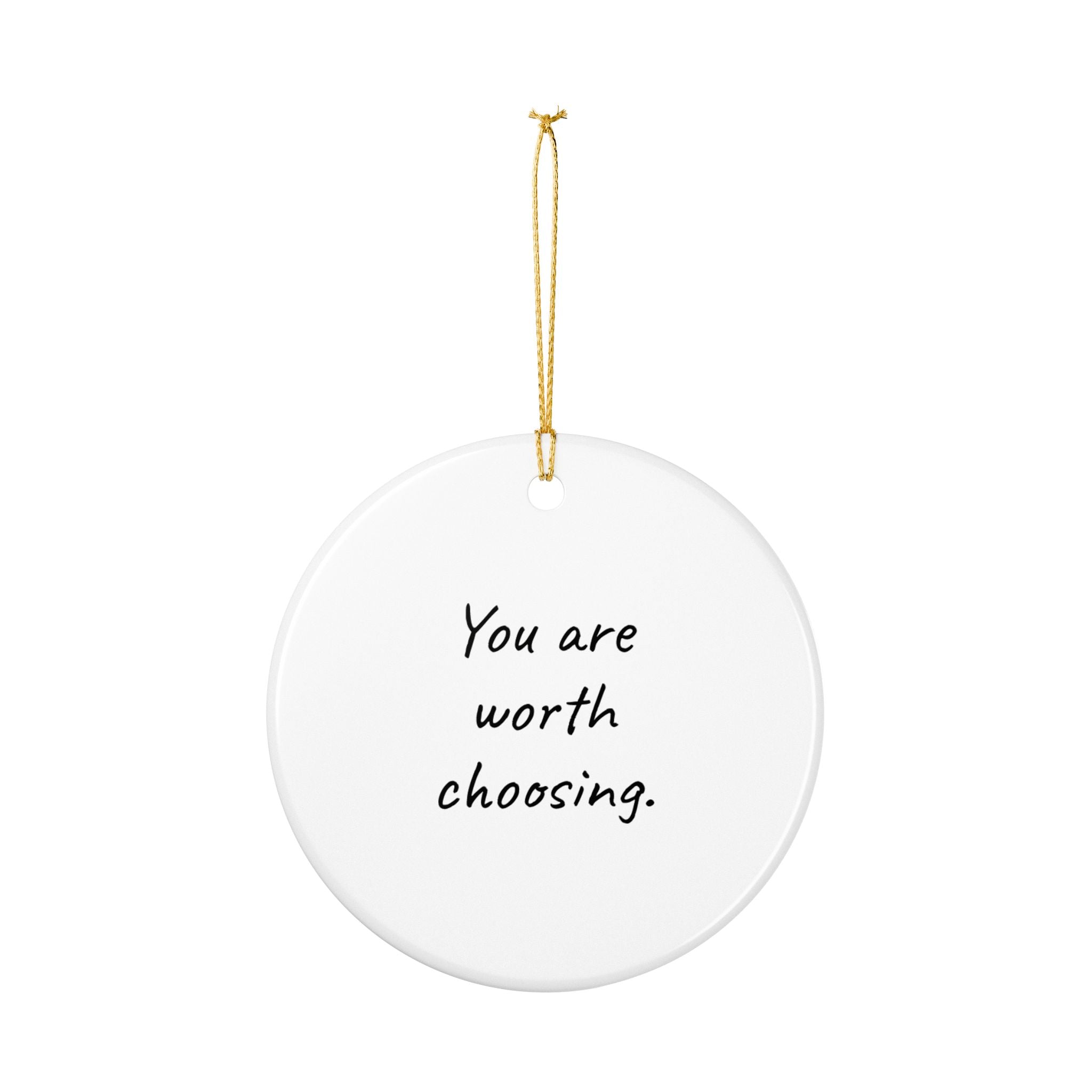 Choose You Floral Illustration Ornament | Ceramic Round Holiday Decoration